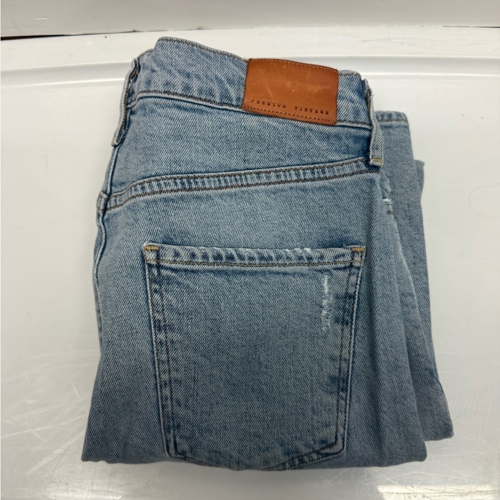 Citizens Of Humanity Light Blue Flare Jeans with Brown Patch